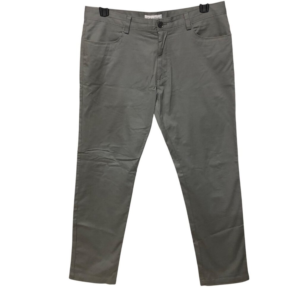 Calvin‎ Klein Mens Slim Fit Gray Chino Pants Size 34x32 Cotton Blend